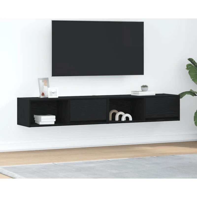 vidaXL 2 stk. tv-borde 80x31x25,5 cm konstrueret træ sort