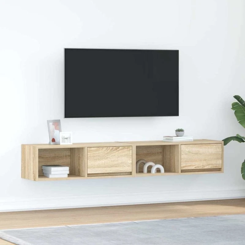 vidaXL Tv-bord 2 stk. 80x31x25,5 cm konstrueret træ Sonoma-eg