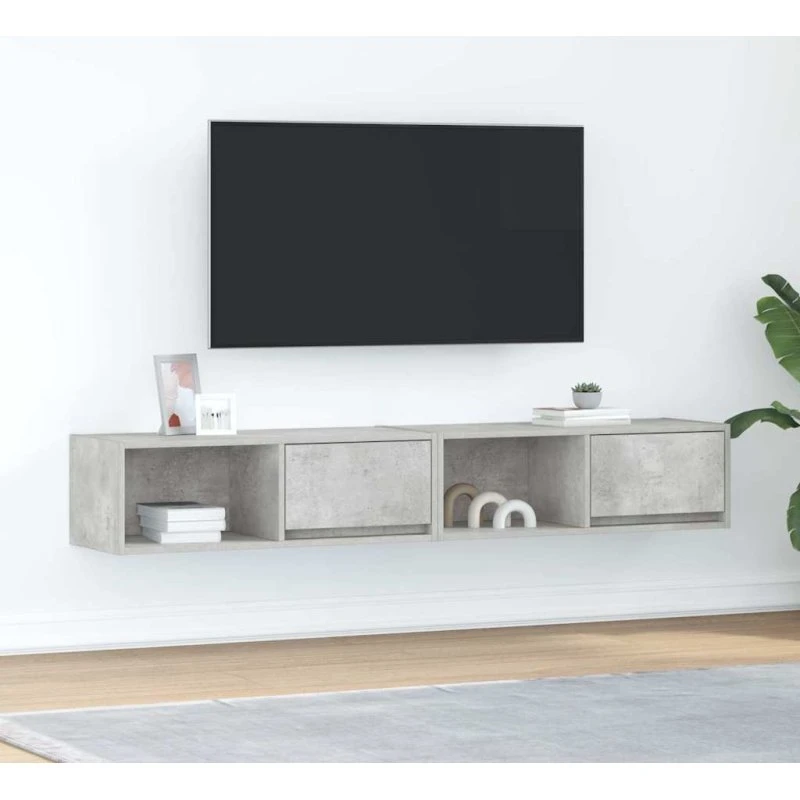 vidaXL tv-borde 2 stk. 80x31x25,5 cm konstrueret træ betongrå