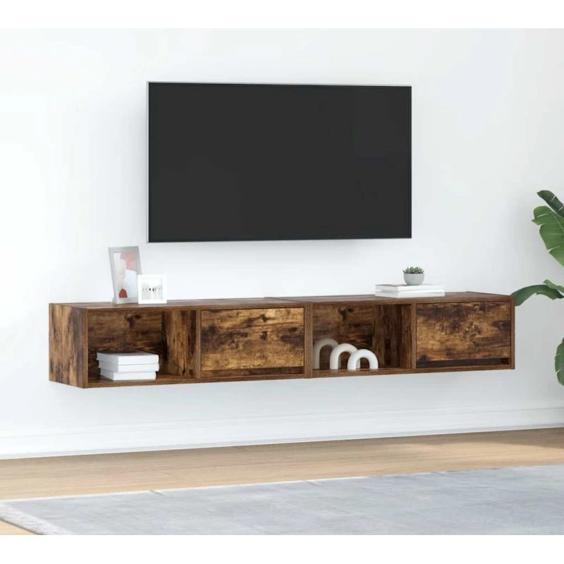 vidaXL 2 stk. tv-skabe 80x31x25,5 cm røget egetræ konstrueret træ
