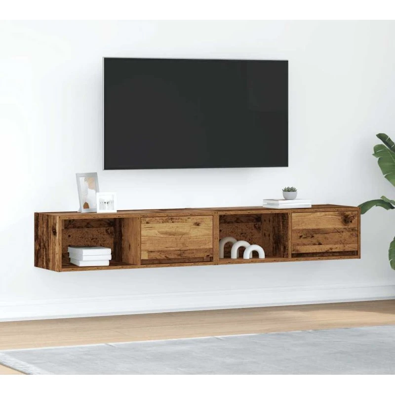 vidaXL 2 stk. tv-borde 80x31x25,5 cm konstrueret træ gammelt træ