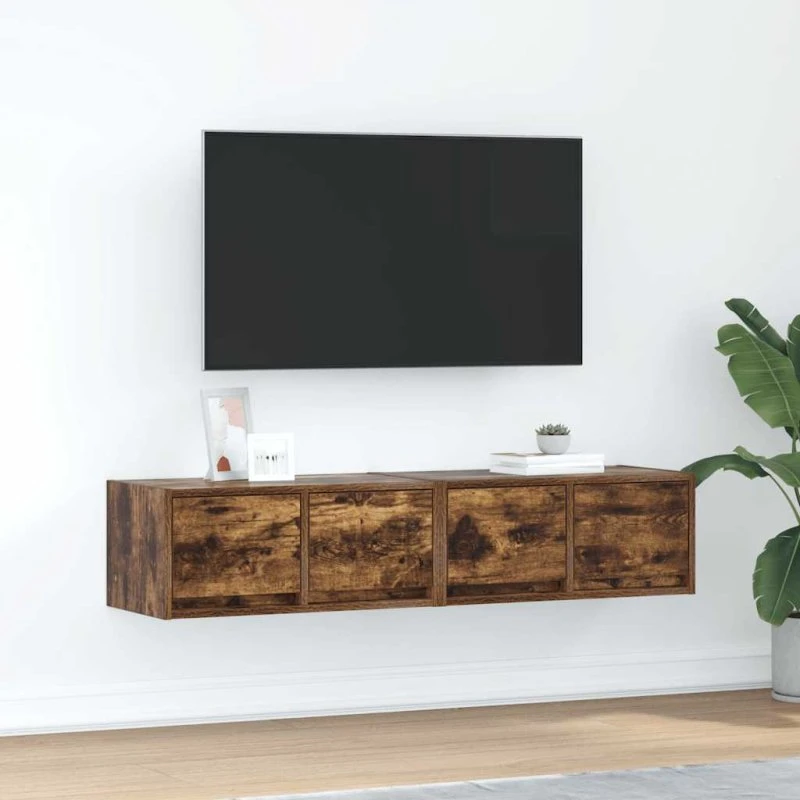 vidaXL 2 stk. tv-skabe 60x31x25,5 cm røget egetræ konstrueret træ