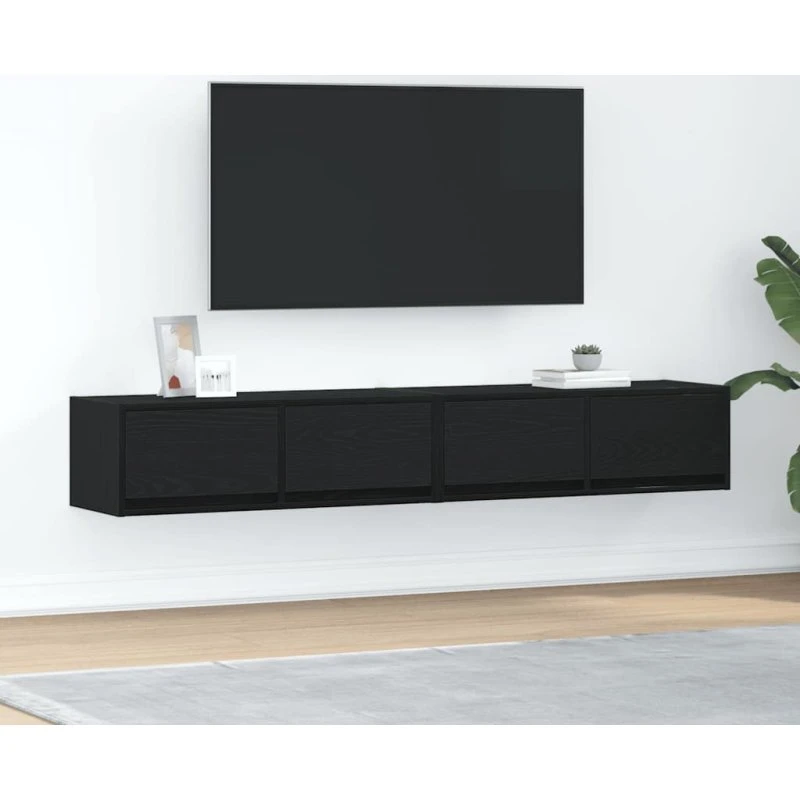 vidaXL 2 stk. tv-borde 80x31x25,5 cm konstrueret træ sort