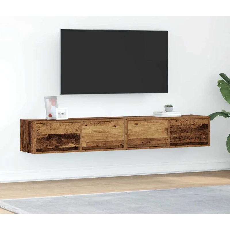 vidaXL 2 stk. Tv-borde 80x31x25,5 cm konstrueret træ gammelt trælook