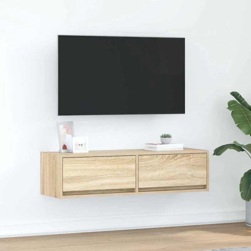vidaXL TV-skab med skuffe Sonoma-eg 100 x 31 x 25,5 cm, konstrueret træ