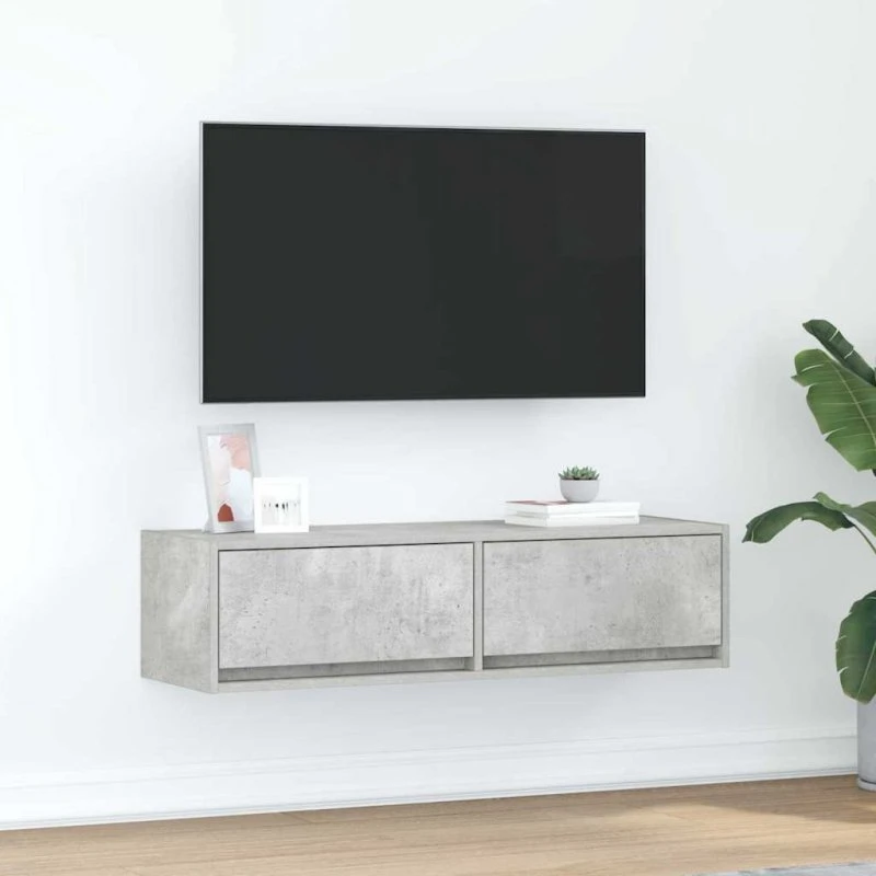 vidaXL TV-skab med skuffe Betongrå 100 x 31 x 25,5 cm Konstrueret træ