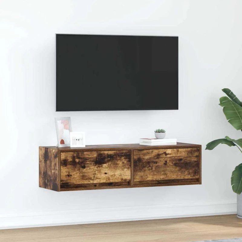 vidaXL TV-skab med skuffe, røget eg, 100 x 31 x 25,5 cm, konstrueret træ