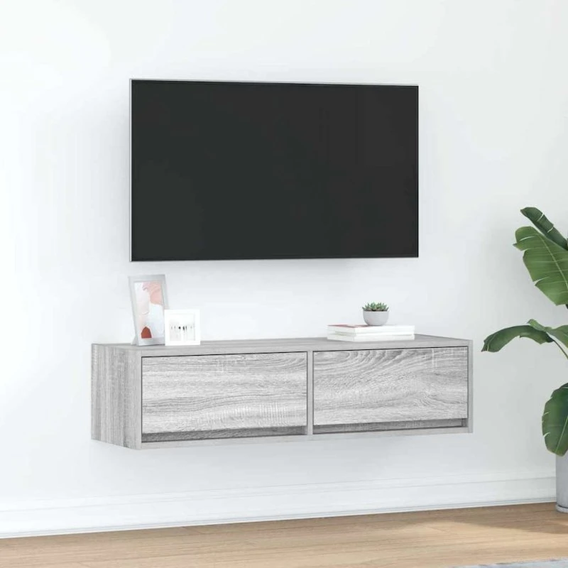 vidaXL TV-skab Grå Sonoma-eg 100 x 31 x 25,5 cm Konstrueret Træ