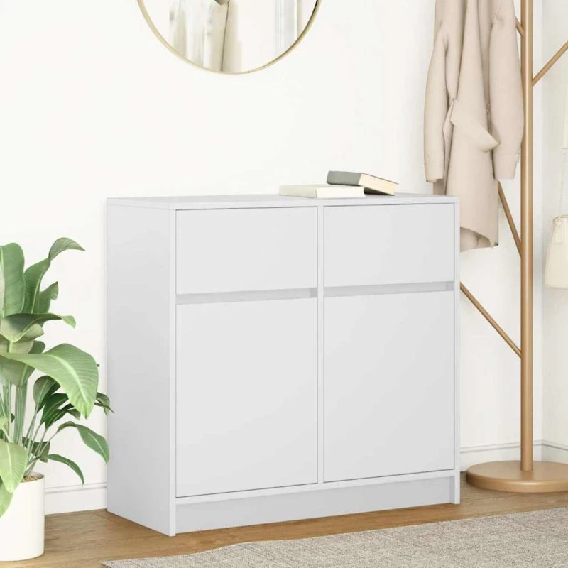 vidaXL Kommode med Skuffer 80x34x76 cm Konstrueret Træ Hvid