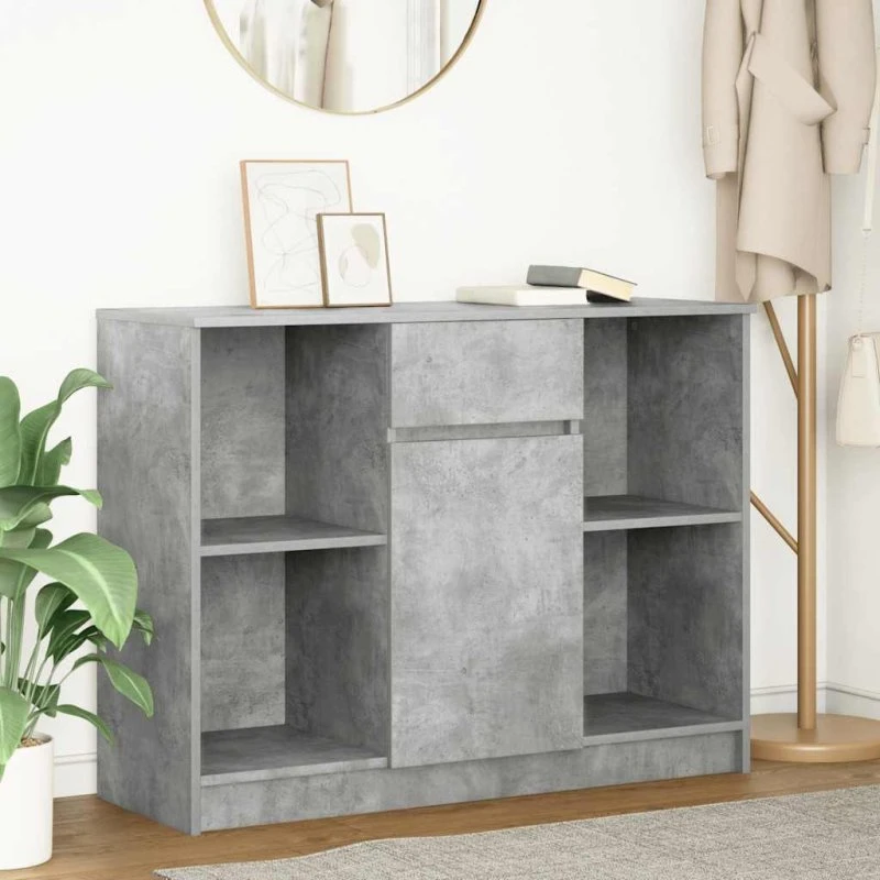vidaXL Skænk med Skuffe 101x35x76 cm Konstrueret Træ Betongrå