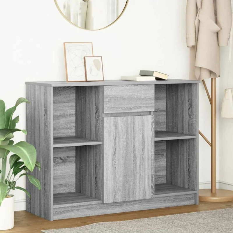 vidaXL Skænk med Skuffe 101x35x76 cm Grå Sonoma-Eg Konstrueret Træ
