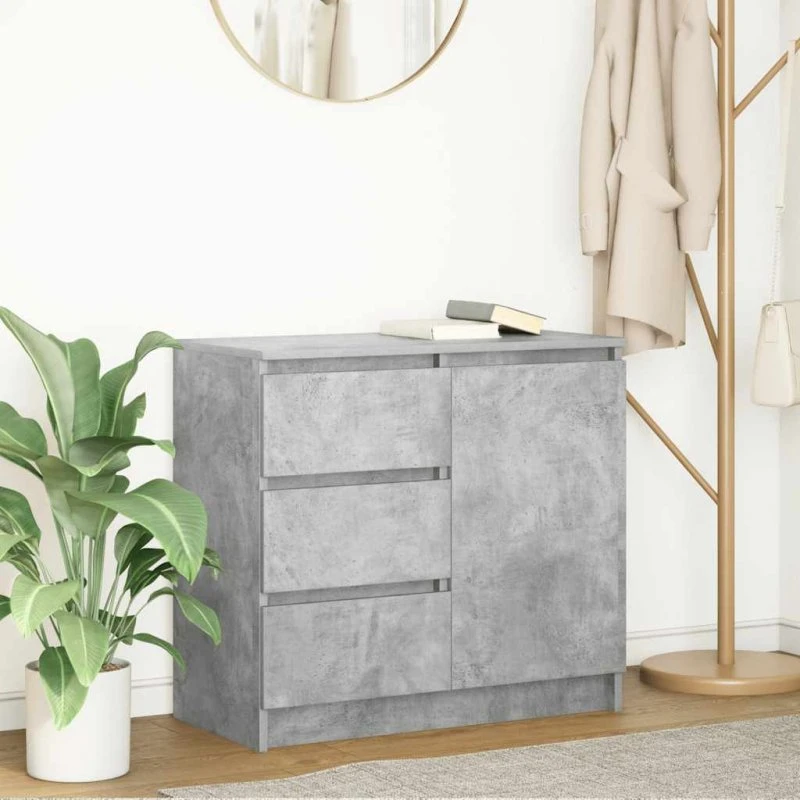 vidaXL Skænk med Skuffe 71x35x65 cm Konstrueret Træ Betongrå