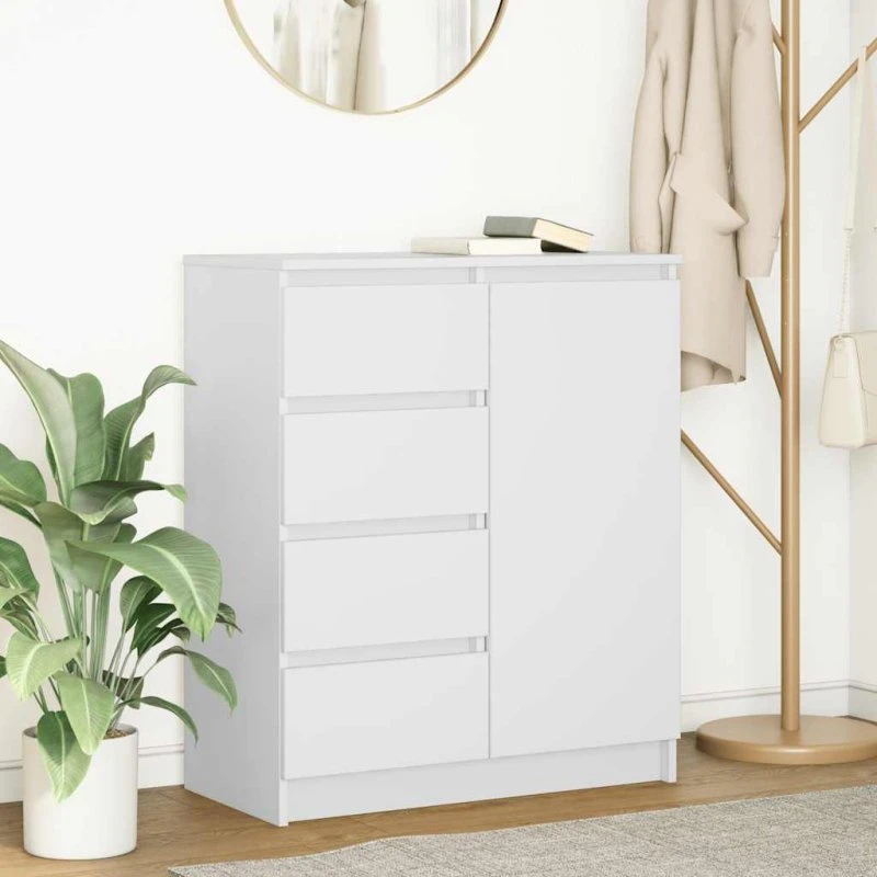 vidaXL Skænk med Skuffer 71x35x84 cm Konstrueret Træ Hvid