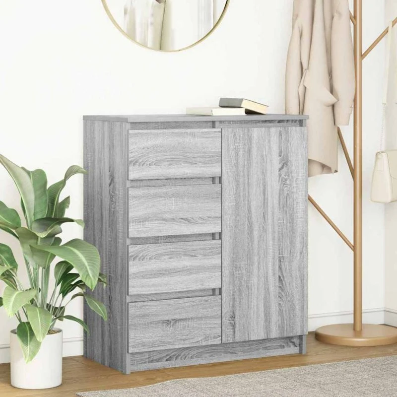 vidaXL Skænk med skuffer 71x35x84 cm grå sonoma-eg