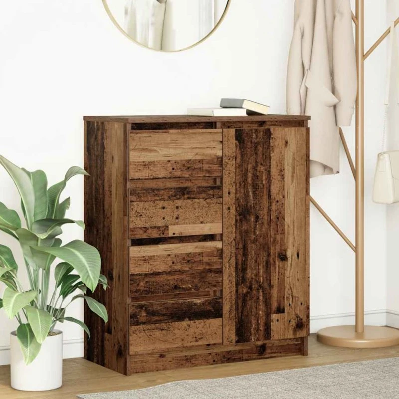 vidaXL Skænk med Skuffer 71x35x84 cm Konstrueret Træ Antikt Træ