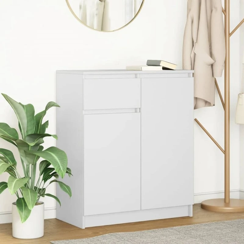vidaXL Skænk med Skuffe 71x35x84 cm Konstrueret Træ Hvid