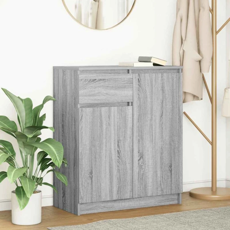 vidaXL Skænk med Skuffe 71x35x84 cm Grå Sonoma-eg