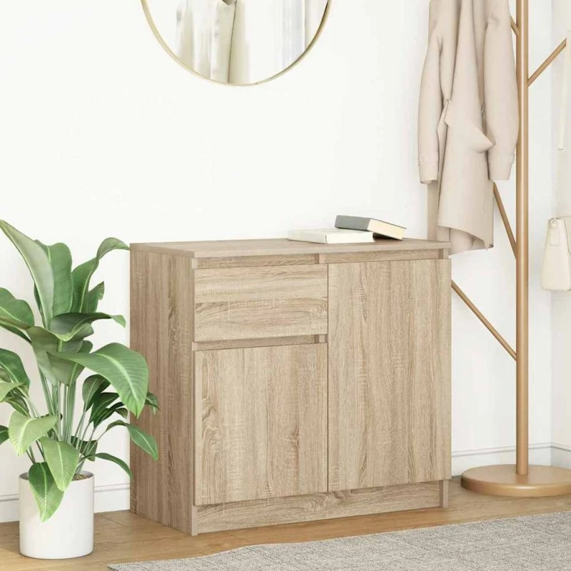 vidaXL Skænk med Skuffe 71x35x65 cm Konstrueret Træ Sonoma-Eg