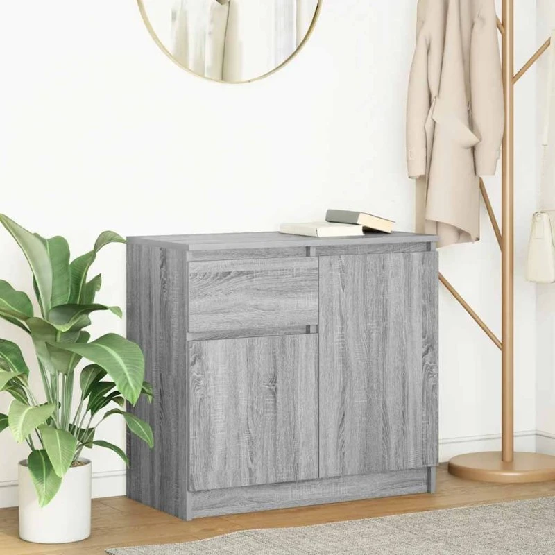 vidaXL Skænk med Skuffe 71x35x65 cm Grå Sonoma-Eg