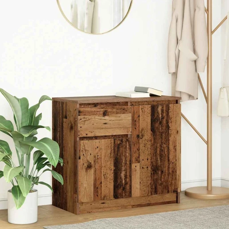 vidaXL Skænk med Skuffe 71x35x65 cm Konstrueret Træ Antikt Træ
