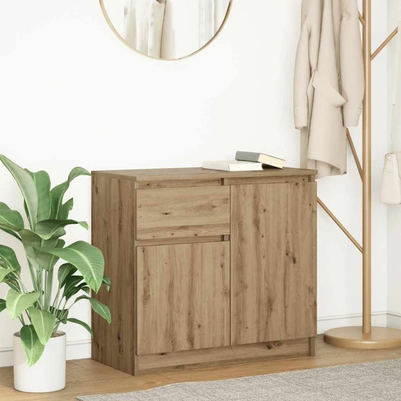 vidaXL Skænk med Skuffe 71x35x65 cm Konstrueret Træ Kunsteg