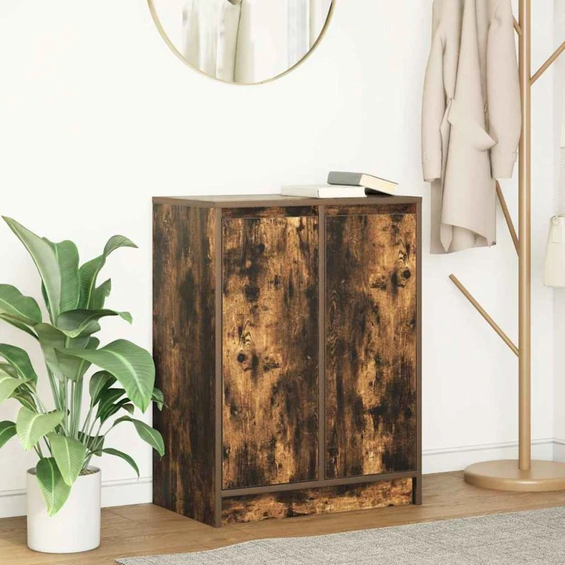 vidaXL Skænk 57x34x76 cm Konstrueret Træ Røget Egetræsfarve