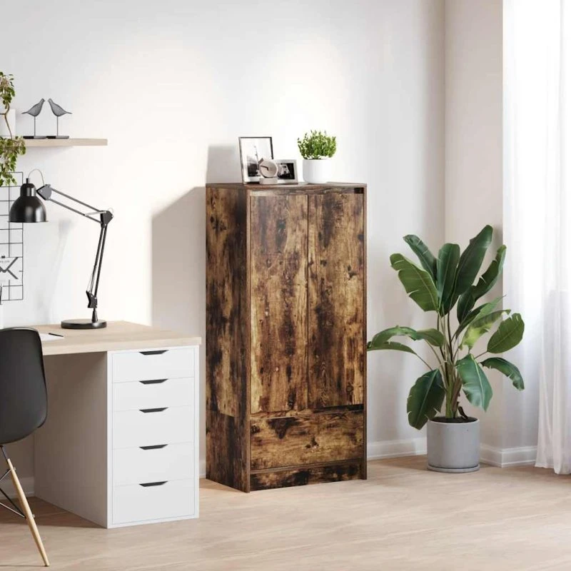 vidaXL Skab med Skuffe 55,5x34x119,5 cm Røget Eg