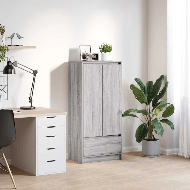 vidaXL Skab med Skuffe 55,5x34x119,5 cm Grå Sonoma-Eg