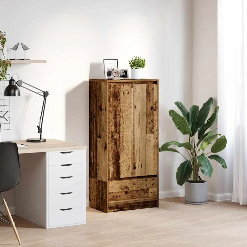 vidaXL Skab med Skuffe 55,5x34x119,5 cm Konstrueret Træ Antikt Træ