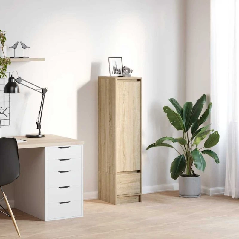 vidaXL Højskab 29,5x34x119,5 cm Konstrueret Træ Sonoma-eg