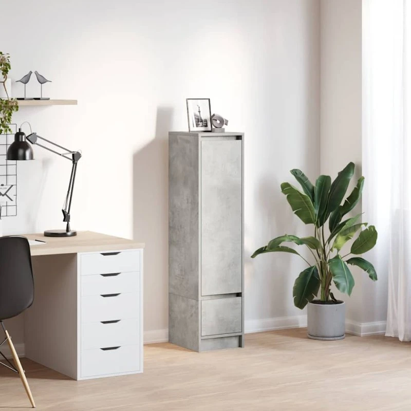 vidaXL Højskab 29,5x34x119,5 cm Konstrueret Træ Betongrå