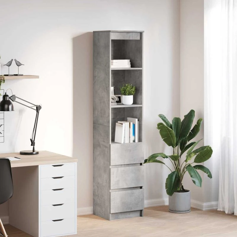 vidaXL Højskab 37,5x35x180 cm Konstrueret Træ Betongrå