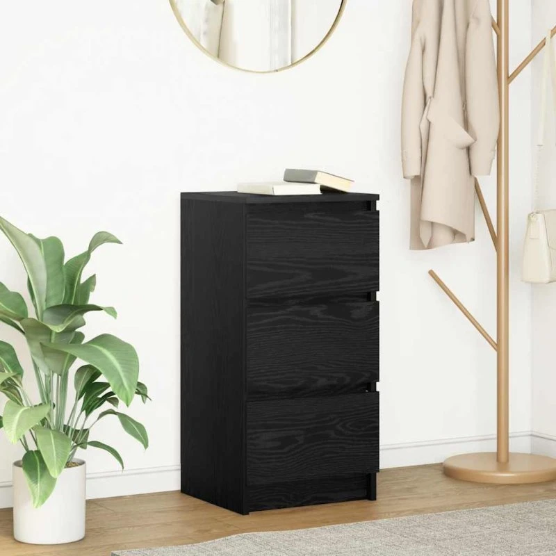 vidaXL Skænk 37,5x35x76 cm Konstrueret Træ Sort