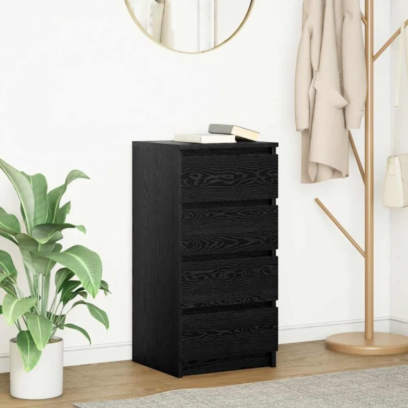 vidaXL Skænk 37,5x35x76 cm Konstrueret Træ Sort