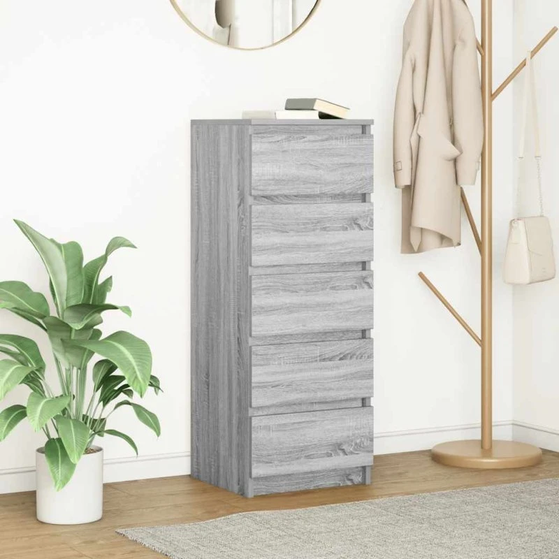 vidaXL Skænk med Skuffer 37,5x35x99 cm Grå Sonoma-Eg Konstrueret Træ