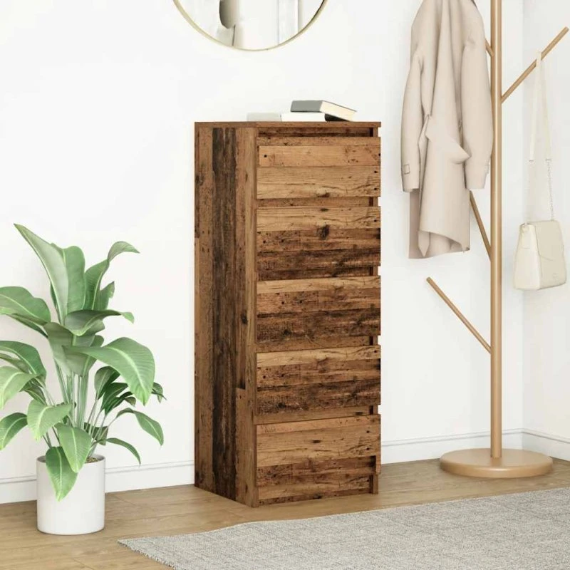 vidaXL Skænk med Skuffer 37,5x35x99 cm, Konstrueret Træ, Antikt Træ