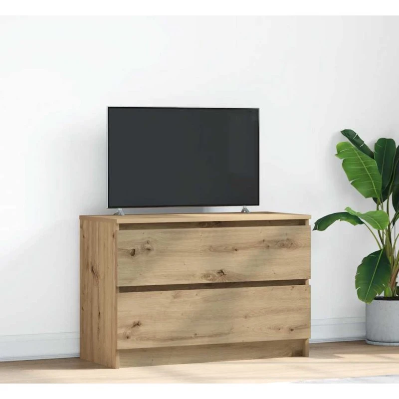 vidaXL Tv-bord 80x35x54 cm konstrueret træ røget ege