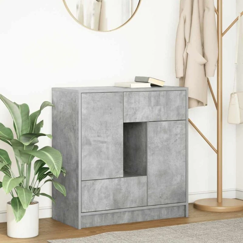 vidaXL Skænk med Skuffer og Låger 70,5x34x74,5 cm Betongrå