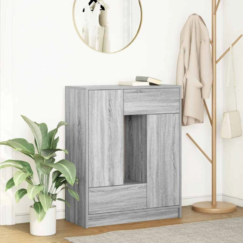 vidaXL Skænk med Skuffer og Låger 73x31x90 cm Grå Sonoma-eg