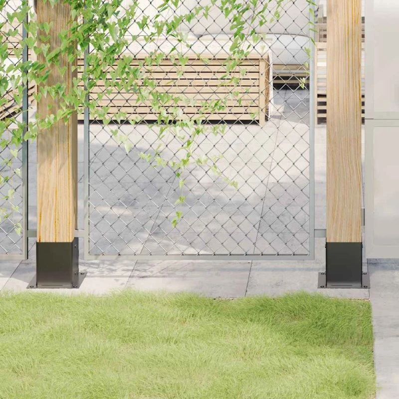 vidaXL 121x121 mm stolpefødder firkantet pulverlakeret stål, 12 stk.