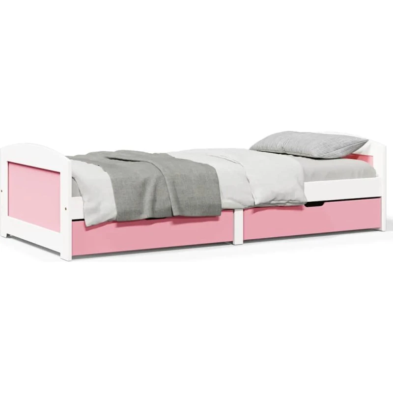 vidaXL IRUN Daybed 90x200 cm, hvid og lyserød med to skuffer