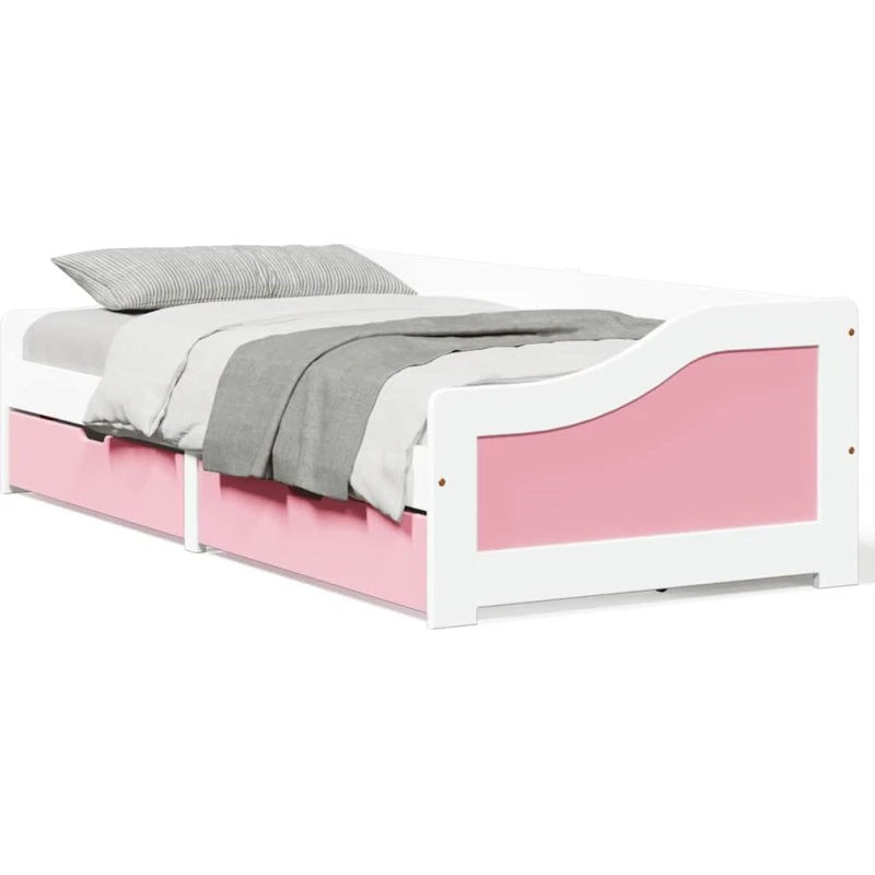 vidaXL IRUN Daybed 90x200 cm hvid og lyserød med to skuffer