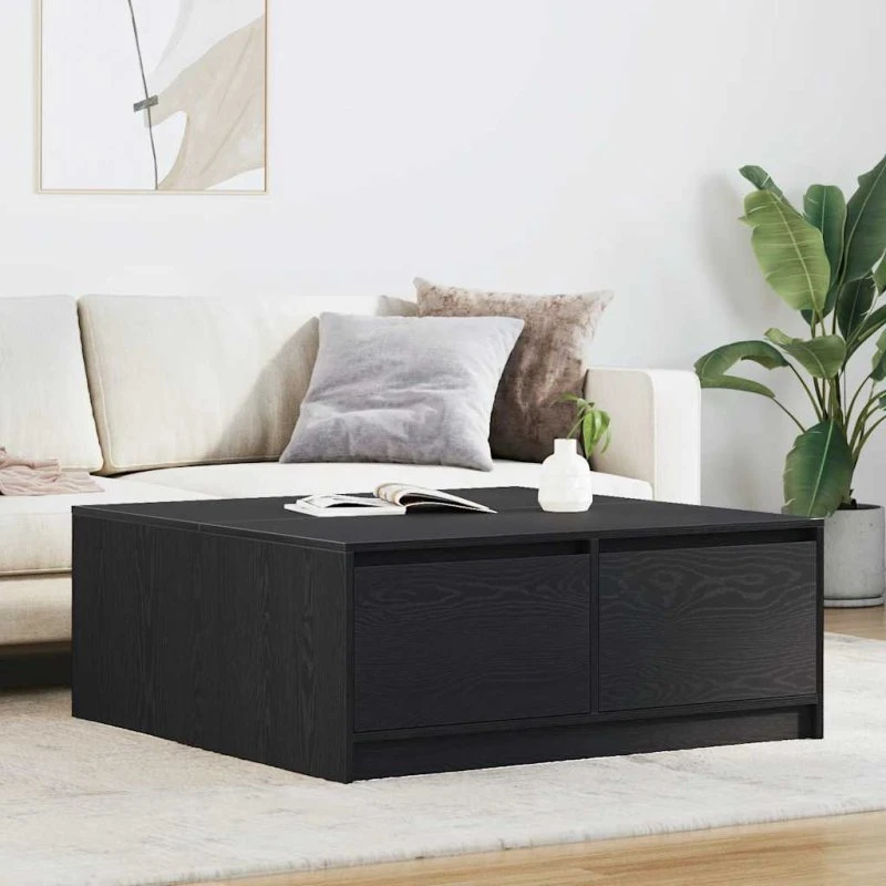 vidaXL sofabord med skuffer 100x100x40 cm sort egetræsfarve