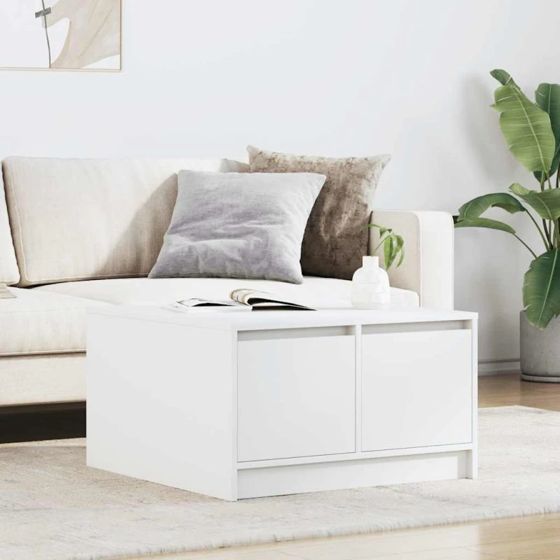 vidaXL sofabord med skuffer 70,5x70x40 cm hvid