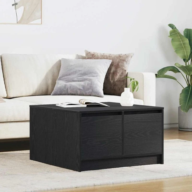 vidaXL Sofabord med skuffer 70,5x70x40 cm sort egetræsfarve