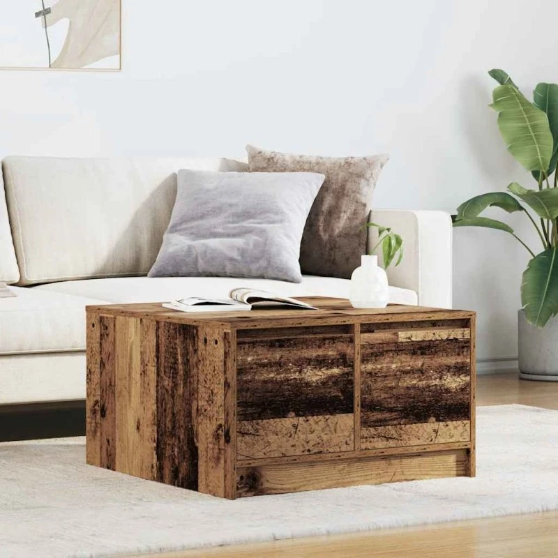 vidaXL Sofabord med Skuffer 70,5x70x40 cm Gammelt Træ-look