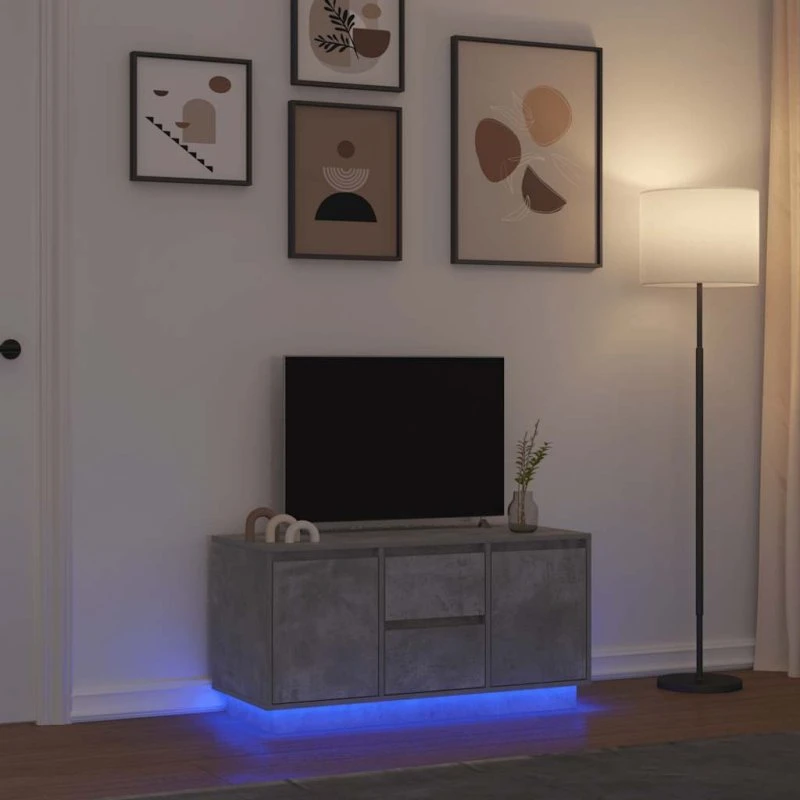 Betonrå Sengebord med LED-Lys 100x41x50 cm