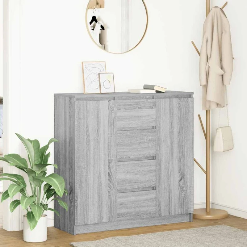 vidaXL Skænk med Skuffer 100,5x35x98,5 cm Grå Sonoma-Eg