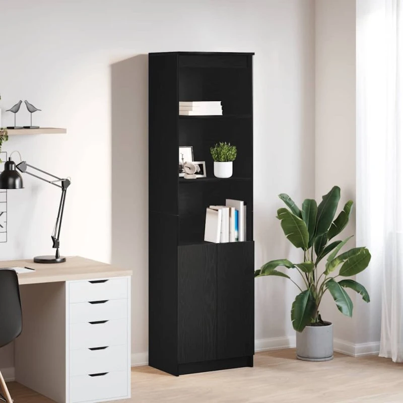 vidaXL Højskab 50x35x180 cm Konstrueret Træ Sort