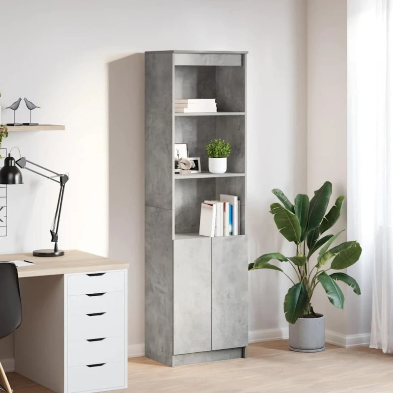 vidaXL Højskab 50x35x180 cm Konstrueret Træ Betongrå